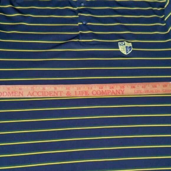 Ralph Lauren RLX Polo Shirt Men XL Golf Course Logo Blue Green Yellow Striped - Picture 5 of 16